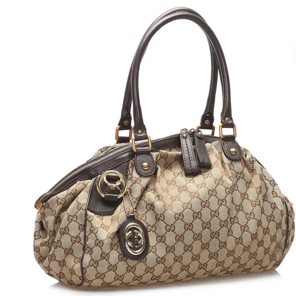😍Gucci GG Authentic Vintage Canvas Sukey Satchel bag